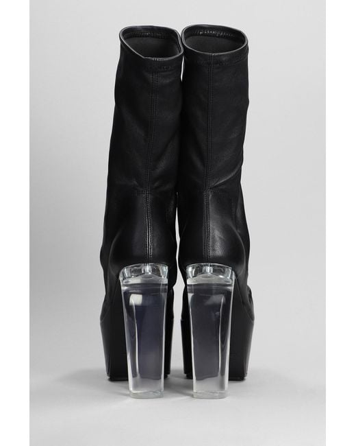 Rick Owens Black Minimal Gril Stretch High Heels Ankle Boots