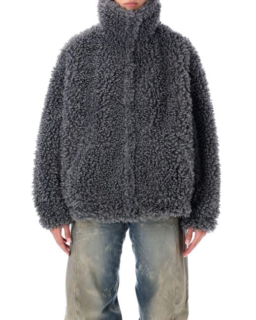 Acne Gray Oversized Faux Fur Bomber Jacket