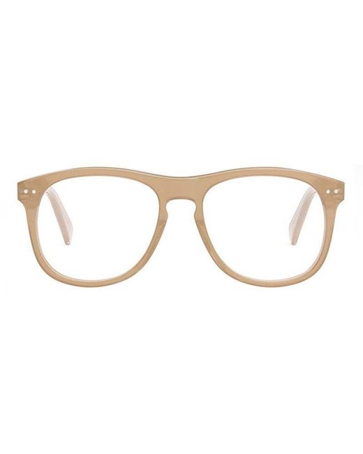 Céline White Eyeglasses Square Full Rim, Opal Frame And Clear Demo Lenses Lens Cl50130I047