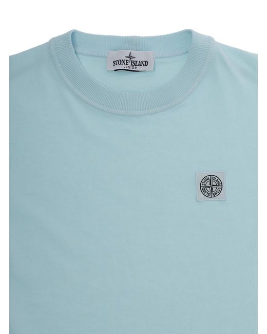 Stone Island Blue Crew Neck T-Shirt Cotton T-Shirts for men