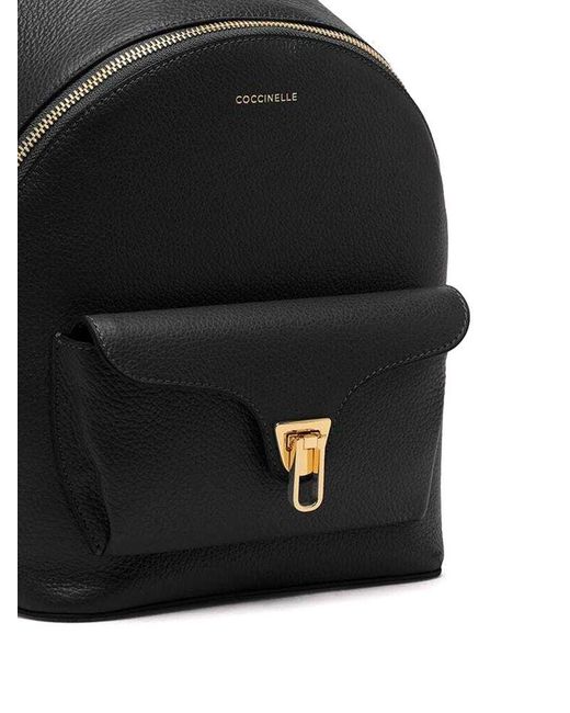 Coccinelle Black Backpack Genuine Leather Bags Backpacks