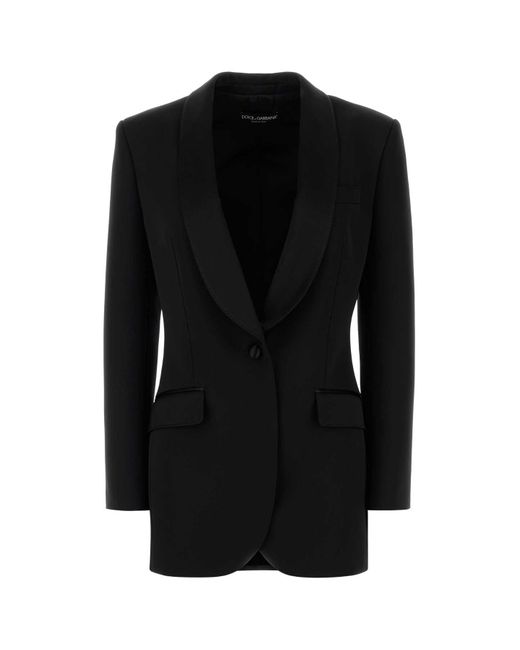 Dolce & Gabbana Black Stretch Wool Blend Blazer