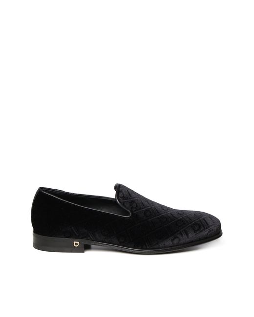 Ferragamo Black Velvet Loafers for men