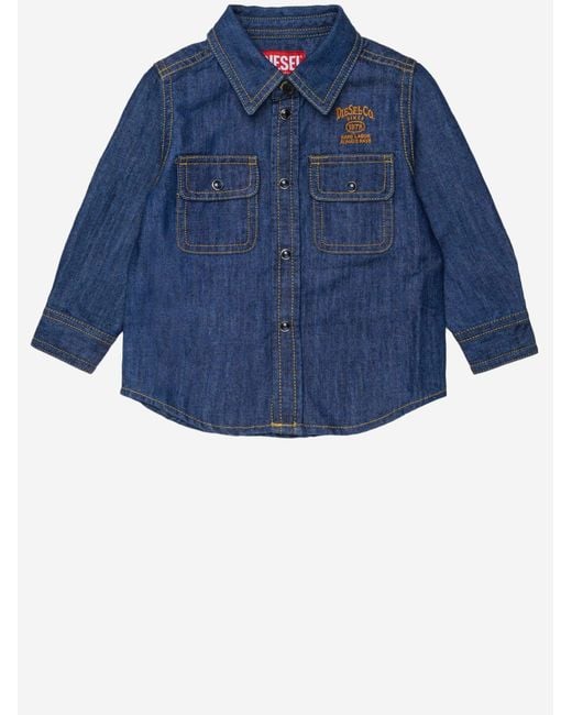 DIESEL Blue Shirt Cotton for men