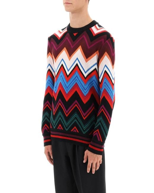 Missoni Red Wool-cotton Chevron Sweater for men