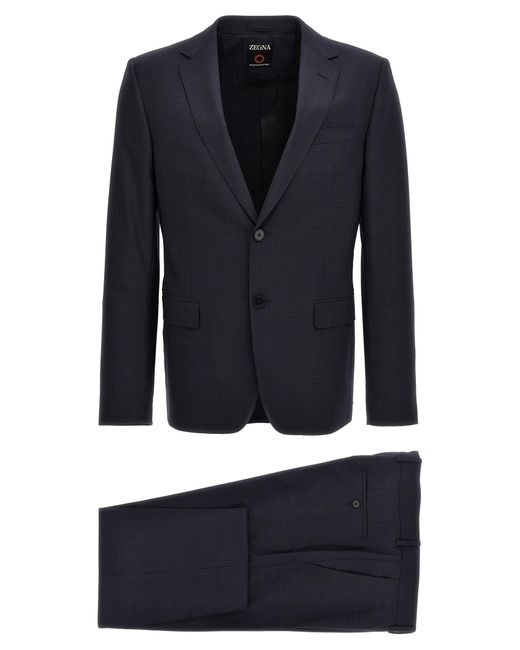 Zegna Blue Wool Blend Dress Completi for men