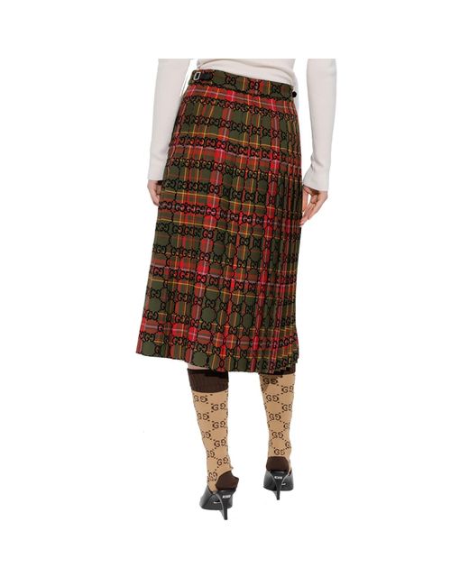 Gucci Brown Gg Wool Skirt