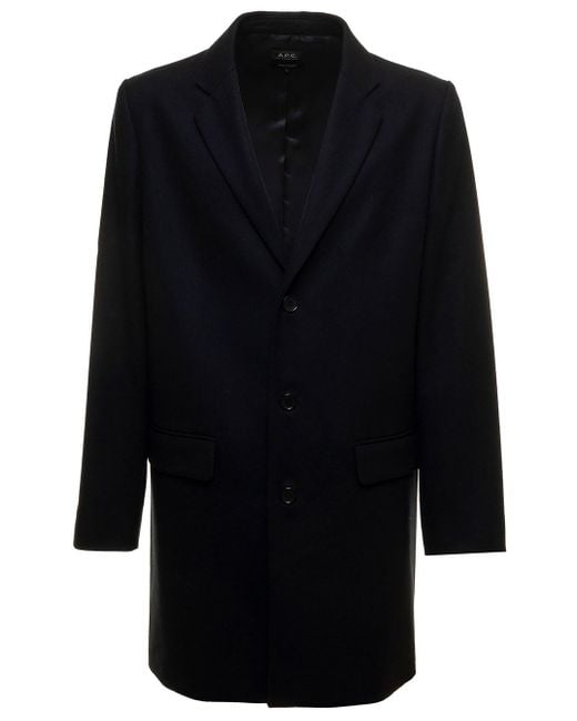 A.P.C. Manteau Visconti Blue Coat In Wool Man for Men - Save 4% | Lyst