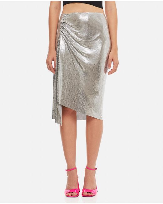 Rabanne Gray Draped Aluminum Midi Skirt