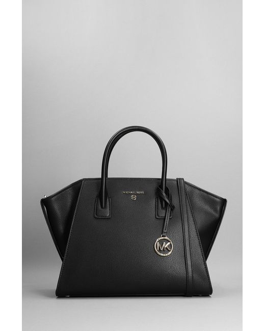 Michael Kors Avril Hand Bag In Black Leather in Gray Lyst