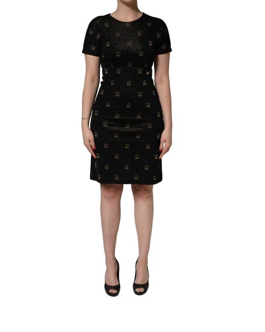 Dolce & Gabbana Black Dg Crown Short-Sleeve Sheath Dress