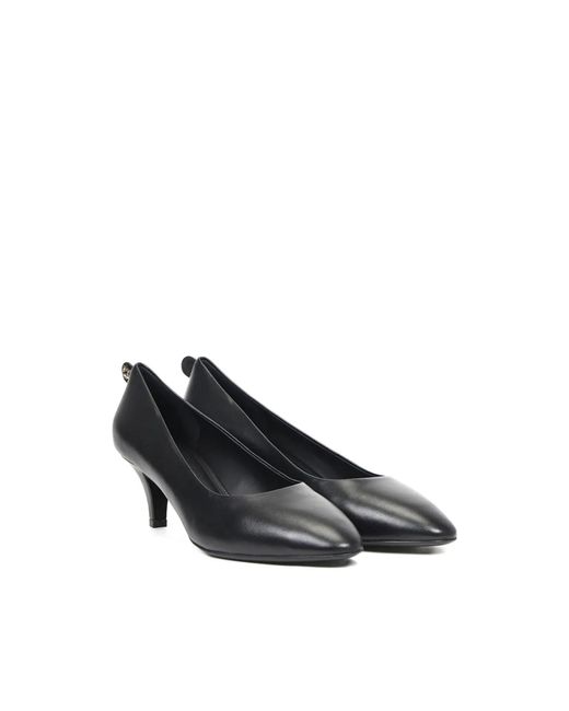 Ferragamo Gray Leather Kitten-Heel Pumps