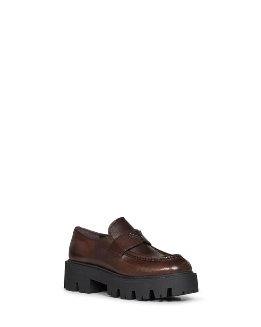 Prada White Loafers Brushed Leather Teak Calf