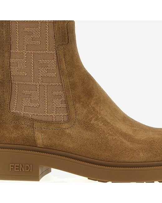 Fendi Brown Suede Leather Ankle Boots
