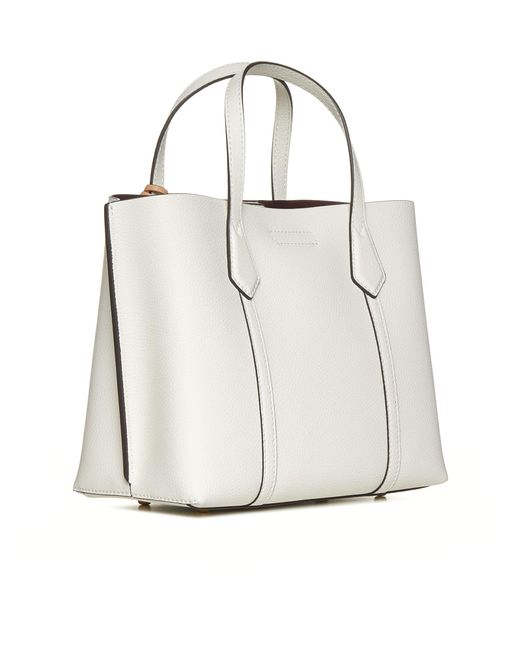 Tory Burch White Perry Small Leather Tote Bag
