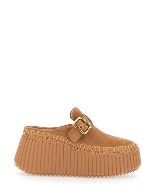 Chloé Brown Mules Nama Suede Leather