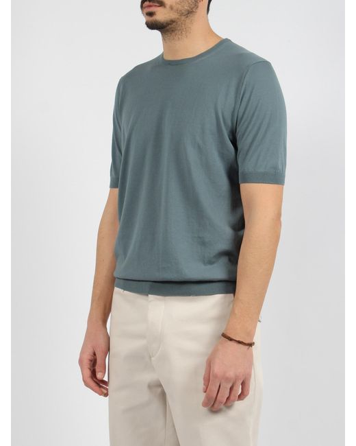 Tagliatore Blue Cotton Knit T-Shirt for men
