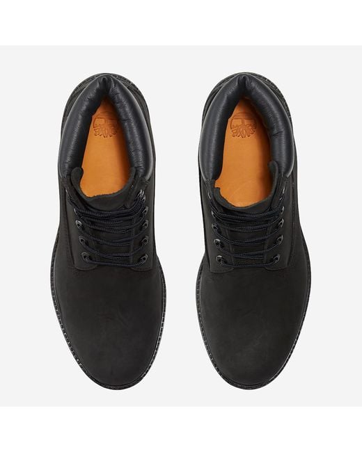 Timberland Black Premium 6-Inch Leather Boots With Logo for men