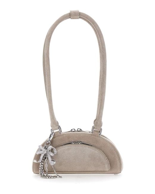 Self-Portrait White Shoulder Bag With Two Top Handles And Charm Detail On The Front