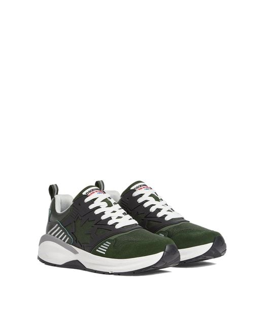 DSquared² Green Dash Logo Lace-Up Sneakers for men