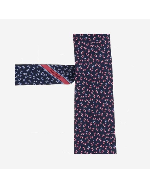 Ferragamo Blue Silk Tie, Patterned Ties & Bow for men