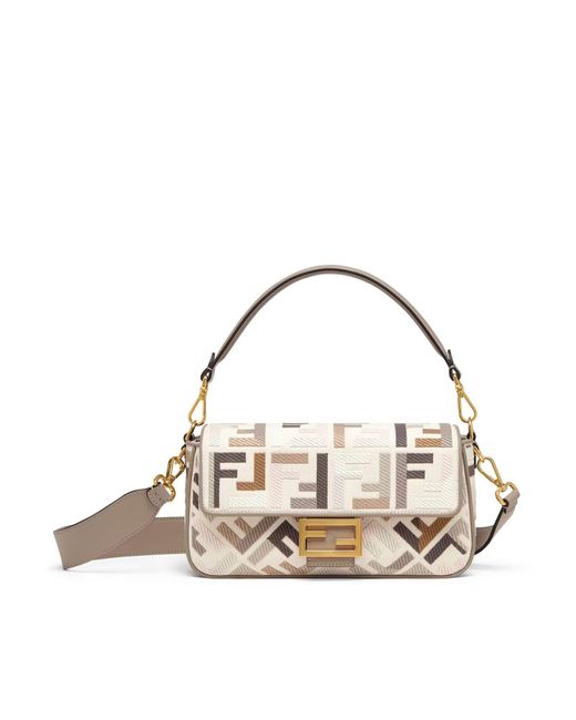 Fendi Baguette Canvas Ricamo in Metallic | Lyst