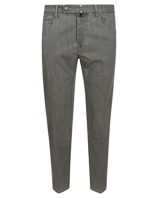 Incotex Gray Sartorial Slim Denim Trousers for men