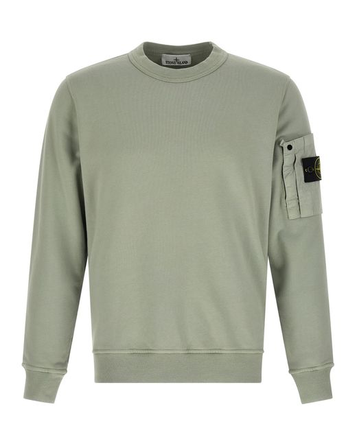 Stone Island Green Logo Badge Sweatshirt for men
