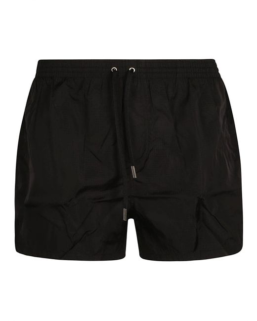 DSquared² Black Drawstring Waist Logo Print Shorts for men