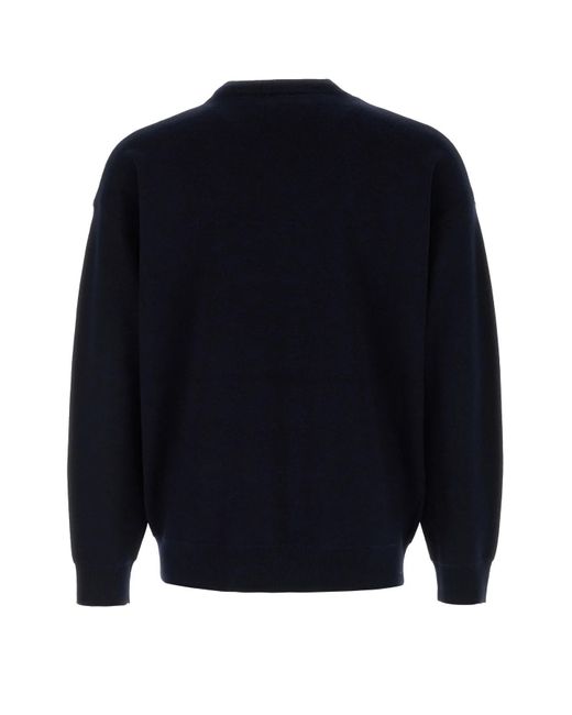 Drole de Monsieur Blue Merino Wool Slogan Sweater for men