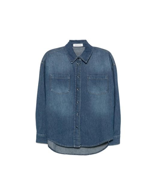 Frankie Shop Blue Shirt Deira Washed Cotton
