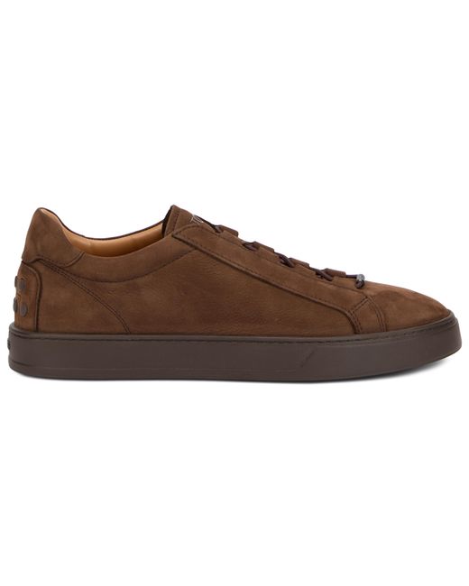 Tod's Brown Sneakers Suede Calfskin Trainers for men