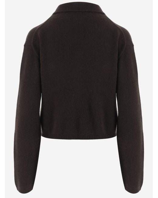 Allude Black Cashmere Zip-Up Sweater Dark