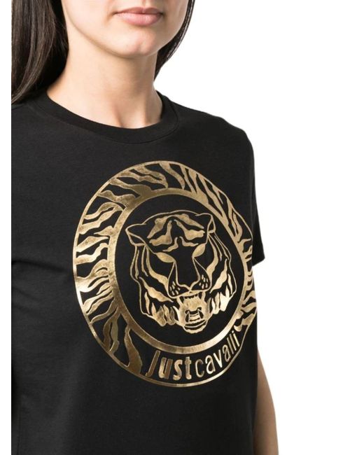 Just Cavalli Black Logo-print Cotton T-shirt