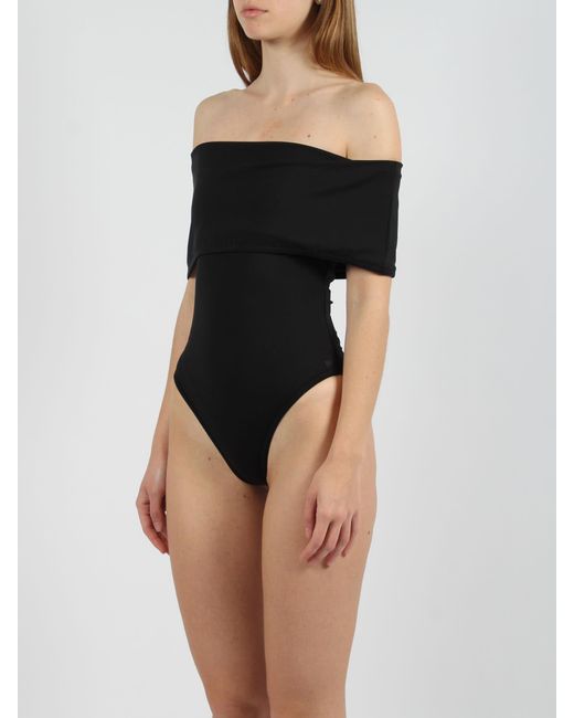 Bottega Veneta Black Stretch Nylon Off-the-shoulder Swimsuit