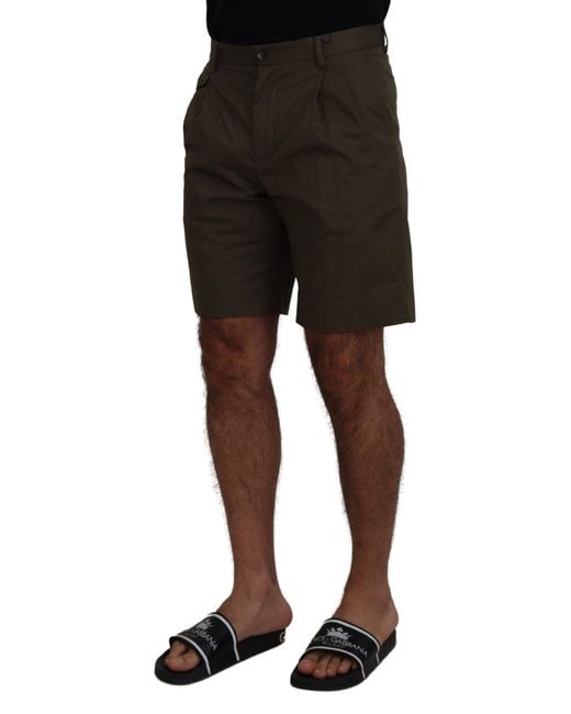 Dolce & Gabbana Black Green Chinos Cotton Casual Shorts for men