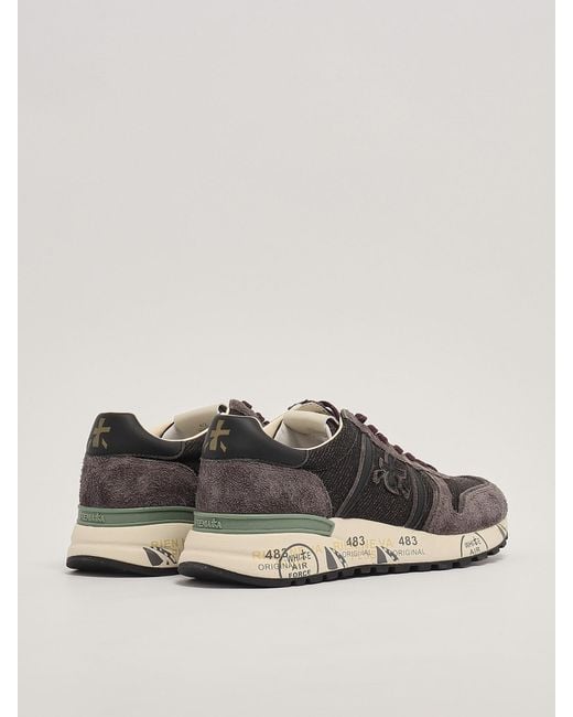 Premiata Multicolor Lander Leather and Fabric Sneakers for men