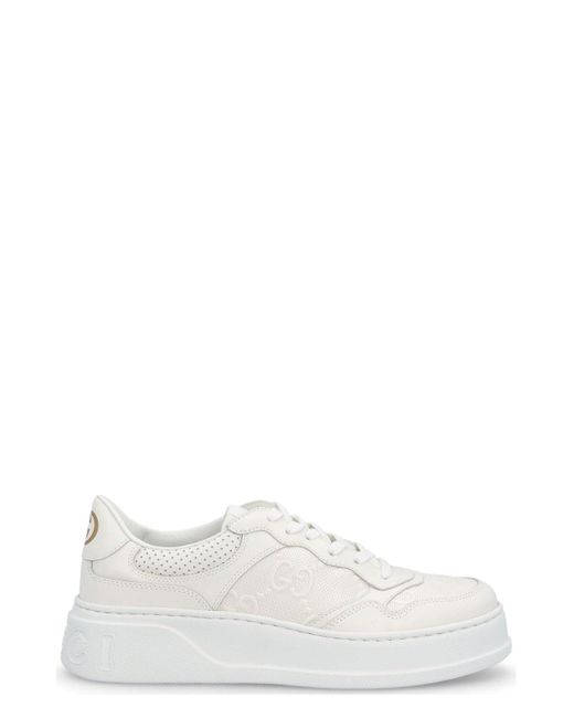 Gucci White Gg Embossed Sneakers for men
