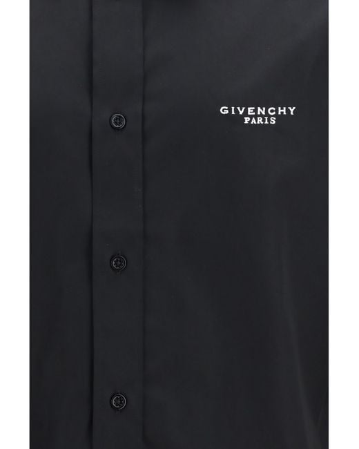 Givenchy Blue Embroidered Poplin Shirt Cotton for men