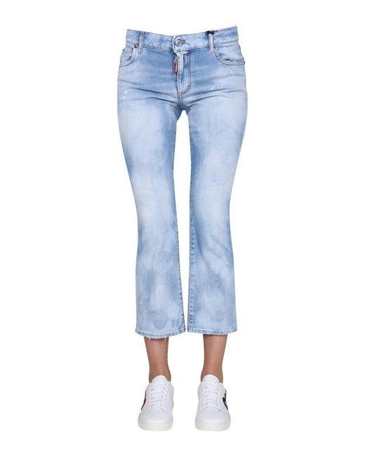 DSquared² Blue Kick-Flared Cropped Jeans