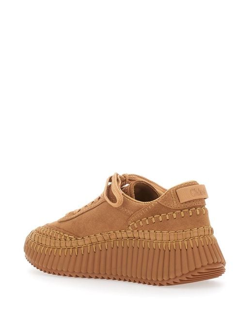Chloé Brown Sneakers Nama Suede Platform Polyester Trainers