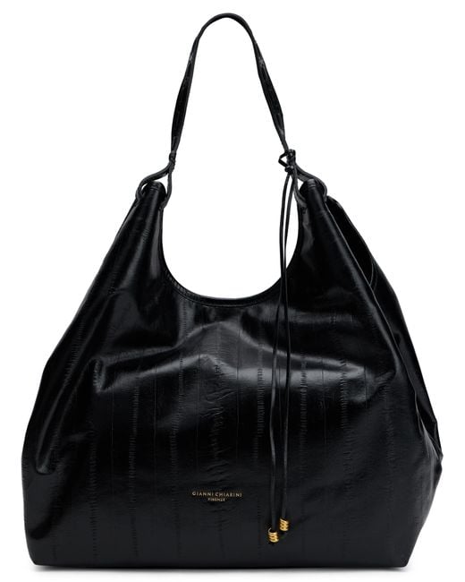 Gianni Chiarini Black Hobo Shoulder Bag Calfskin Tote