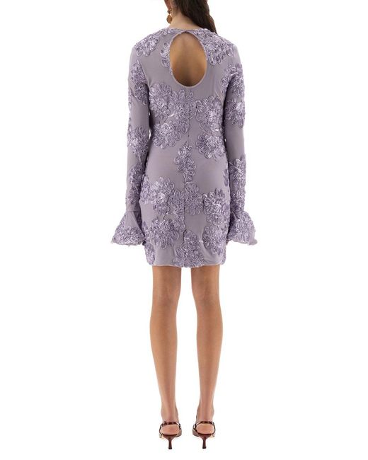 ROTATE BIRGER CHRISTENSEN Purple 3D Mesh Mini Dress Polyester (Recycled)