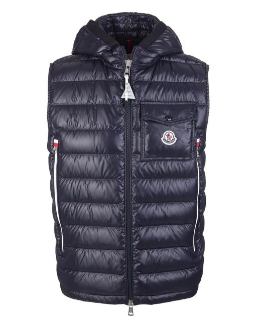 Moncler Synthetic Man Night Blue Ragot Vest for Men Lyst