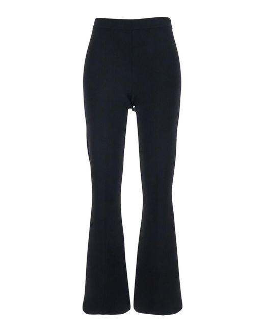 Twinset Blue Ribbed Design Pants For Viscose Polyamide Elastane Trousers