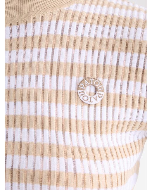 Patou Natural Cotton Sweater With Striped Pattern