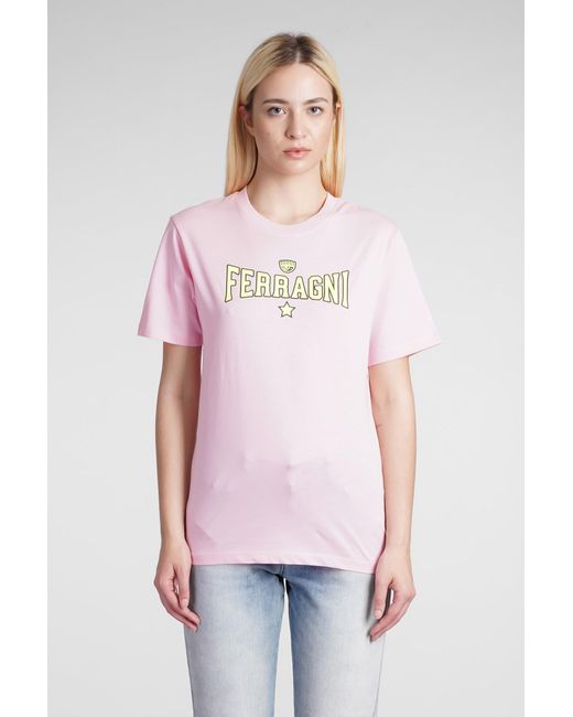 Chiara Ferragni T-shirt In Rose-pink Cotton in White | Lyst