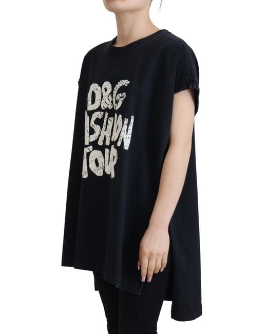 Dolce & Gabbana Black D&G Fashion Round Neck Cotton T-Shirt Material_Cotton