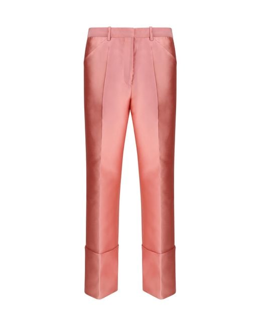 Calvin Klein Red Eva Trousers Polyester; Silk