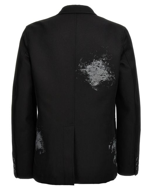Comme des Garçons Black Printed Single-Breasted Blazer for men